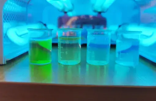 suspensions of quantum dots under UV light