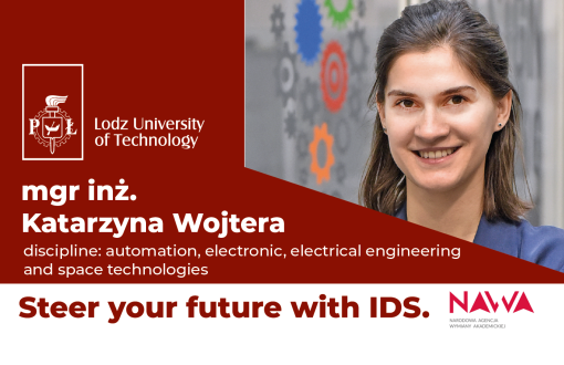 grafika poglądowa cyklu Steer your future with IDS ze zdjęciem mgr inż. Katarzyny Wojter