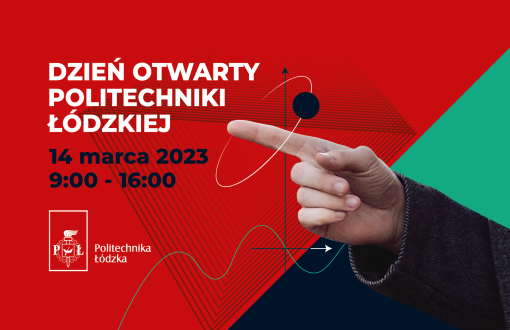 Grafika promująca Dzień Otwarty w PŁ