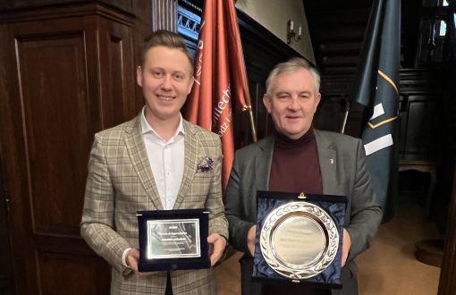 Rektor prof. Krzysztof Jóźwik z wyróżnieniem EUSA Order of Merit i  Dominik Leżański z Medal of Appreciation 