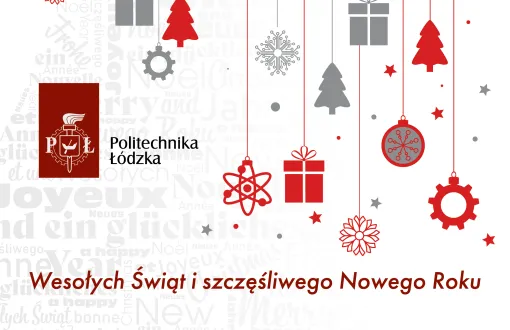 Grafika z życzeniami świaęcznymi od JM Rektora PŁ
