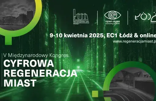 Grafika promująca Kongres Cyfrowa Regeneracja Miast