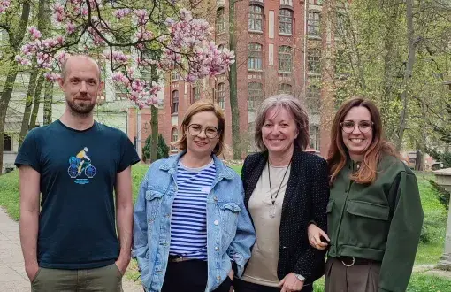 Wykonawcy projektu, od lewej: dr inż. Łukasz Chomątek, Agnieszka Skrzydlak, dr hab. inż. Aneta Poniszewska- Marańda, prof. PŁ - koordynator projektu i Emilia Kaźmierczak 