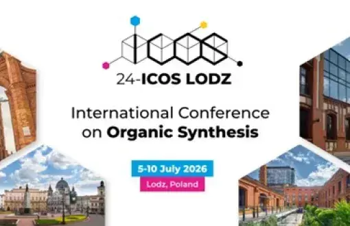 grafika składająca się z kilku elementów w kształcie plastra miodu, informuje o konferecncji iCOS w Łodzi